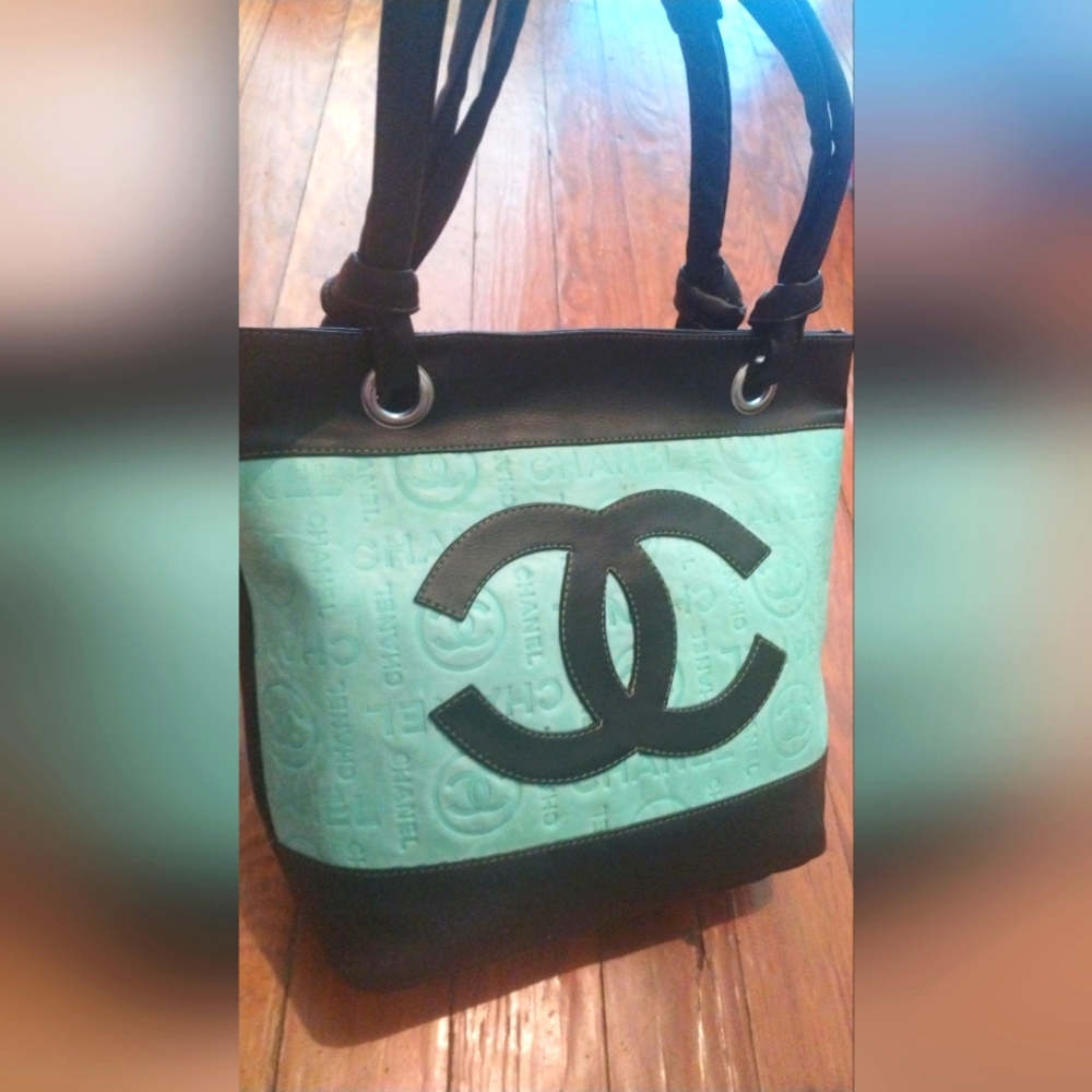Turquoise CHANEL tote Bag